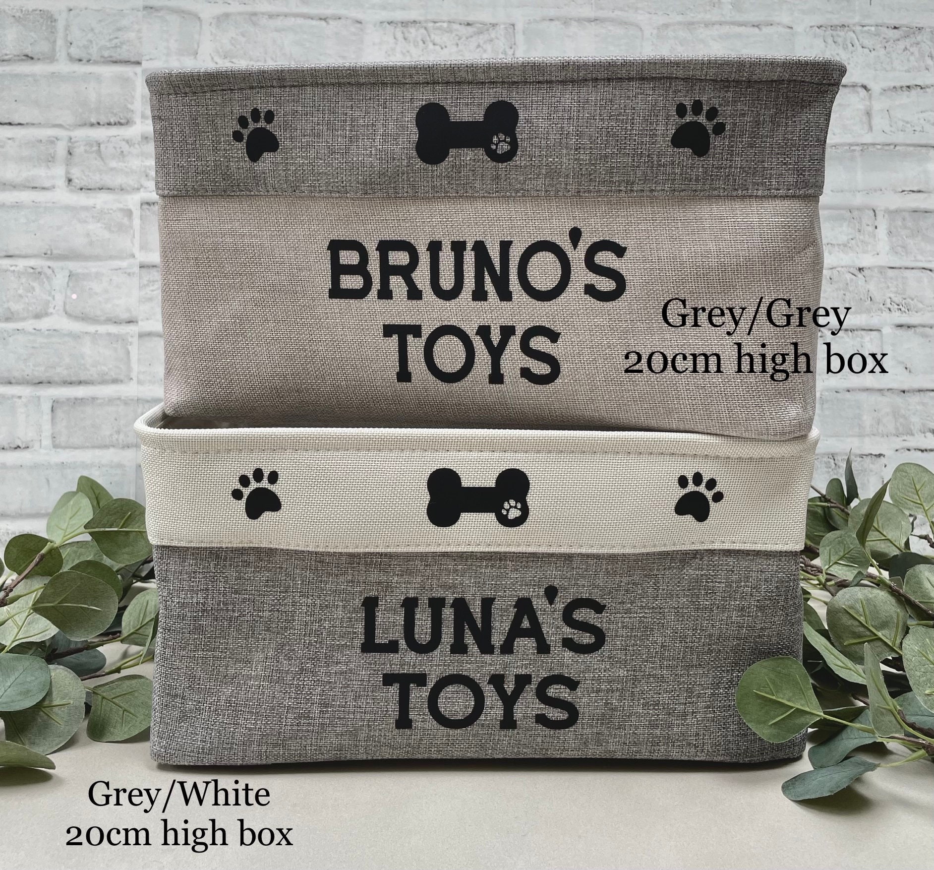 Personalised Dog Toy Box Custom Name Storage Basket Pet Toybox Chest Trug Gift For Dogs Puppies Toys Pets Paw Print Multi Purpose Puppy Accessories (MEDIUM, CHARCOAL
