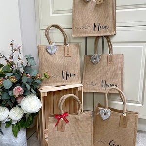 Personalised Shopping Bag, Canvas Jute Tote Bag, Birthday Or Valentines Gift, Mum Nanny Nan Nana Nanna Grandma Gran Granny, Mother's Day Bag image 7