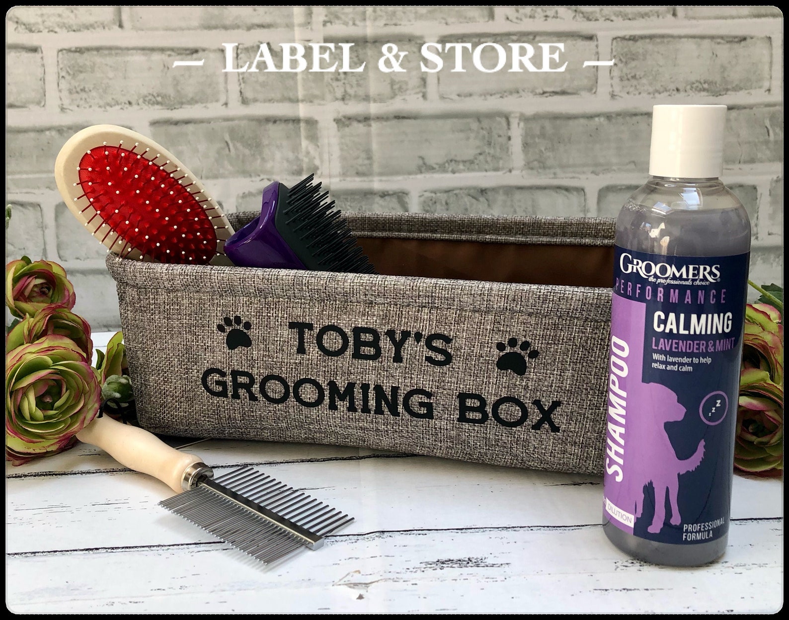 Personalised Dog Grooming Box Pet Canvas Storage Basket Etsy