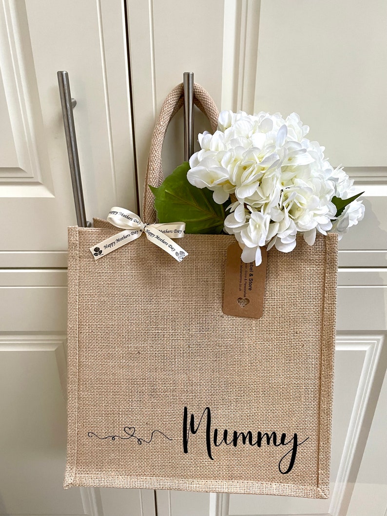 Personalised Shopping Bag, Canvas Jute Tote Bag, Birthday Or Valentines Gift, Mum Nanny Nan Nana Nanna Grandma Gran Granny, Mother's Day Bag image 4