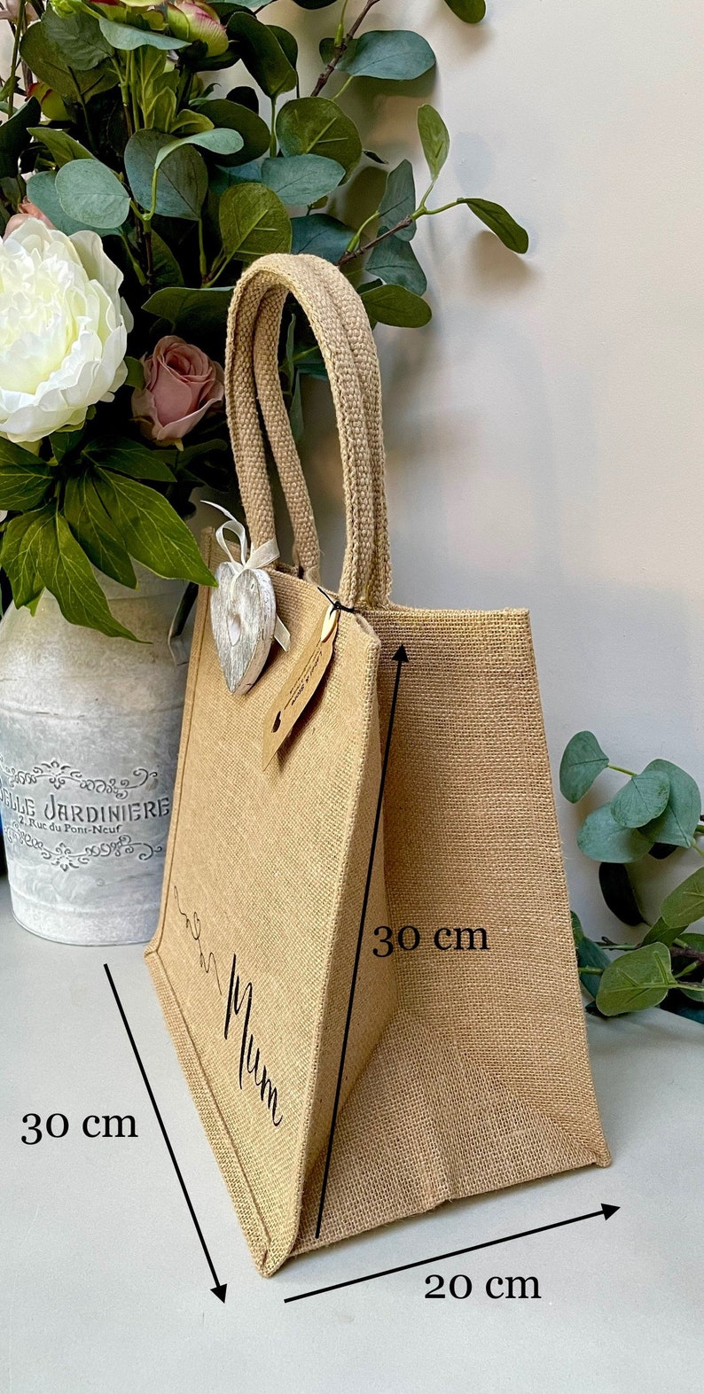 Personalised Shopping Bag, Canvas Jute Tote Bag, Birthday Or Valentines Gift, Mum Nanny Nan Nana Nanna Grandma Gran Granny, Mother's Day Bag image 5