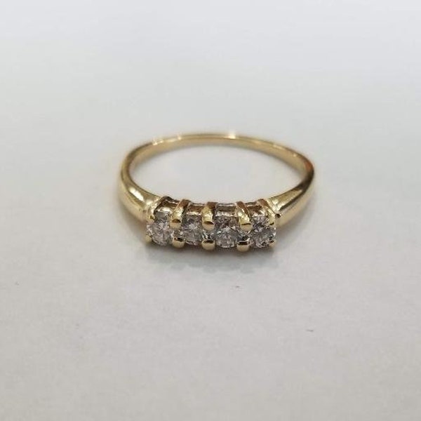 Stackable Diamond Anniversary Wedding Ring Band Womens 14k Yellow Gold Birthday Gift for Her Christmas Stocking Stuffer