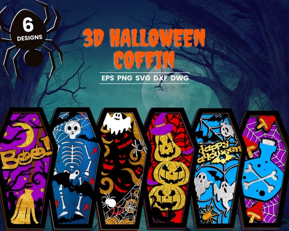 Halloween Sarg 3D SVG Bundle Layered SVG Cut Files instant - Etsy