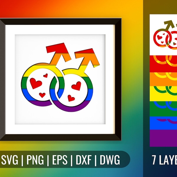 Gay Pride Shadow Box SVG, Layered SVG Cut Files, instant download, commercial use, clip arts, svg, png, LGBT, Gay, Lesbian, Diversity Gay Pride Shadow Box SVG, Layered SVG Cut Files, instant download, commercial use, clip arts, svg, png, LGBT, Gay, Lesbian, Diversity