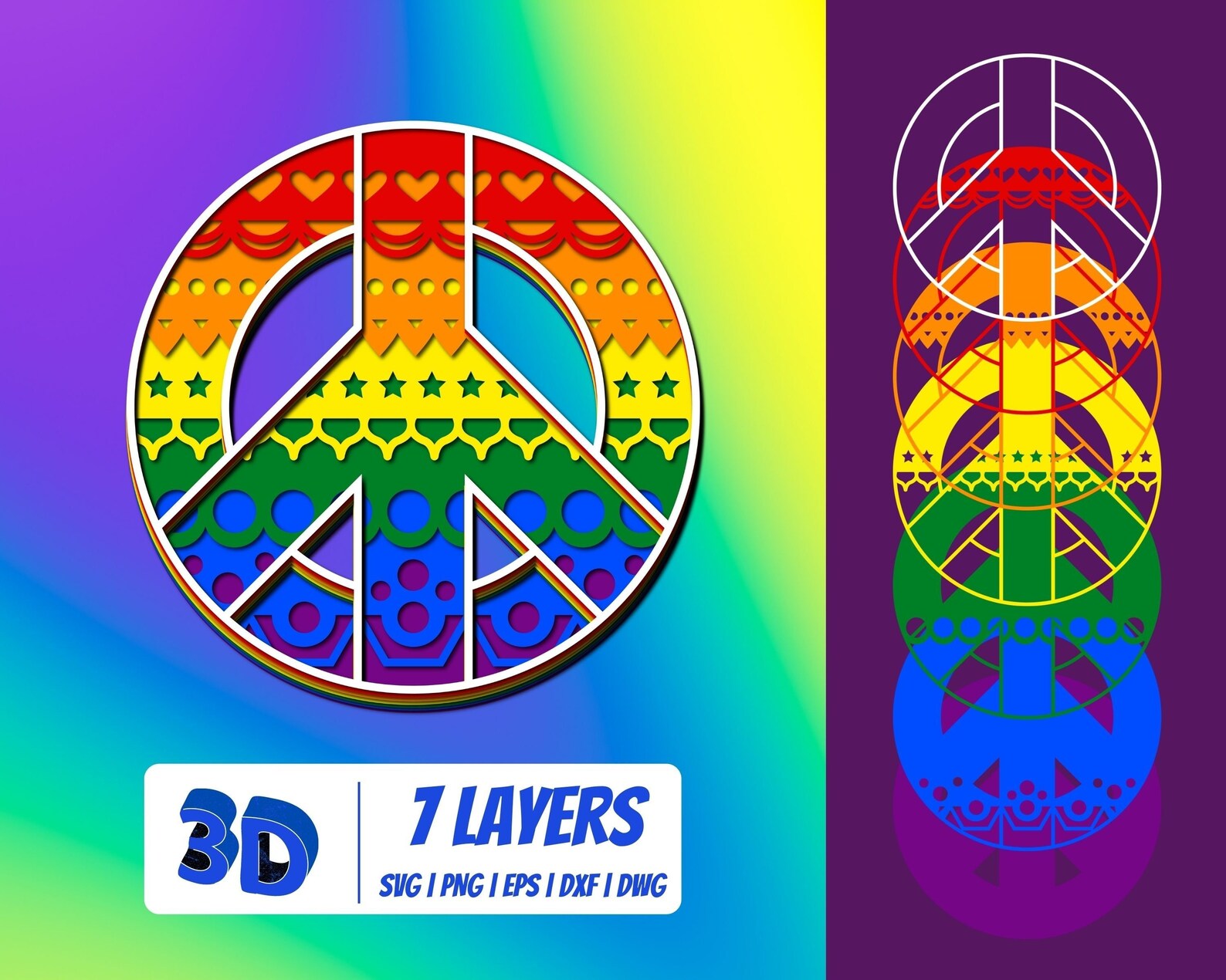 3D Gay Pride SVG Bundle Layered SVG Cut Files Instant - Etsy UK