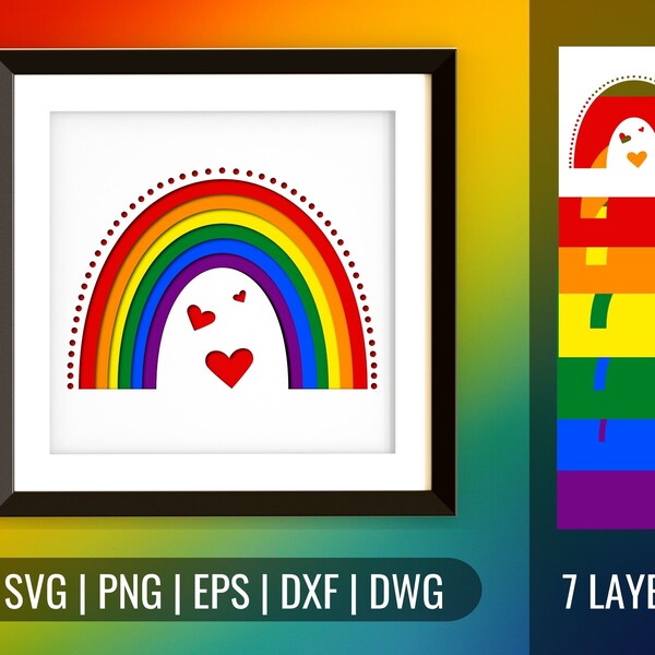LGBT Rainbow Shadow Box SVG, Layered Svg Cut Files, instant download, commercial use, clip arts, svg, png, LGBT, Lesbian, Gay, Diversity LGBT Rainbow Shadow Box SVG, Layered Svg Cut Files, instant download, commercial use, clip arts, svg, png, LGBT, Lesbian, Gay, Diversity