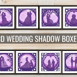 3D Wedding Shadow Box, Layered SVG Cut Files, instant download, commercial use, clip arts, svg, png, Wedding, Bride, Groom, Family