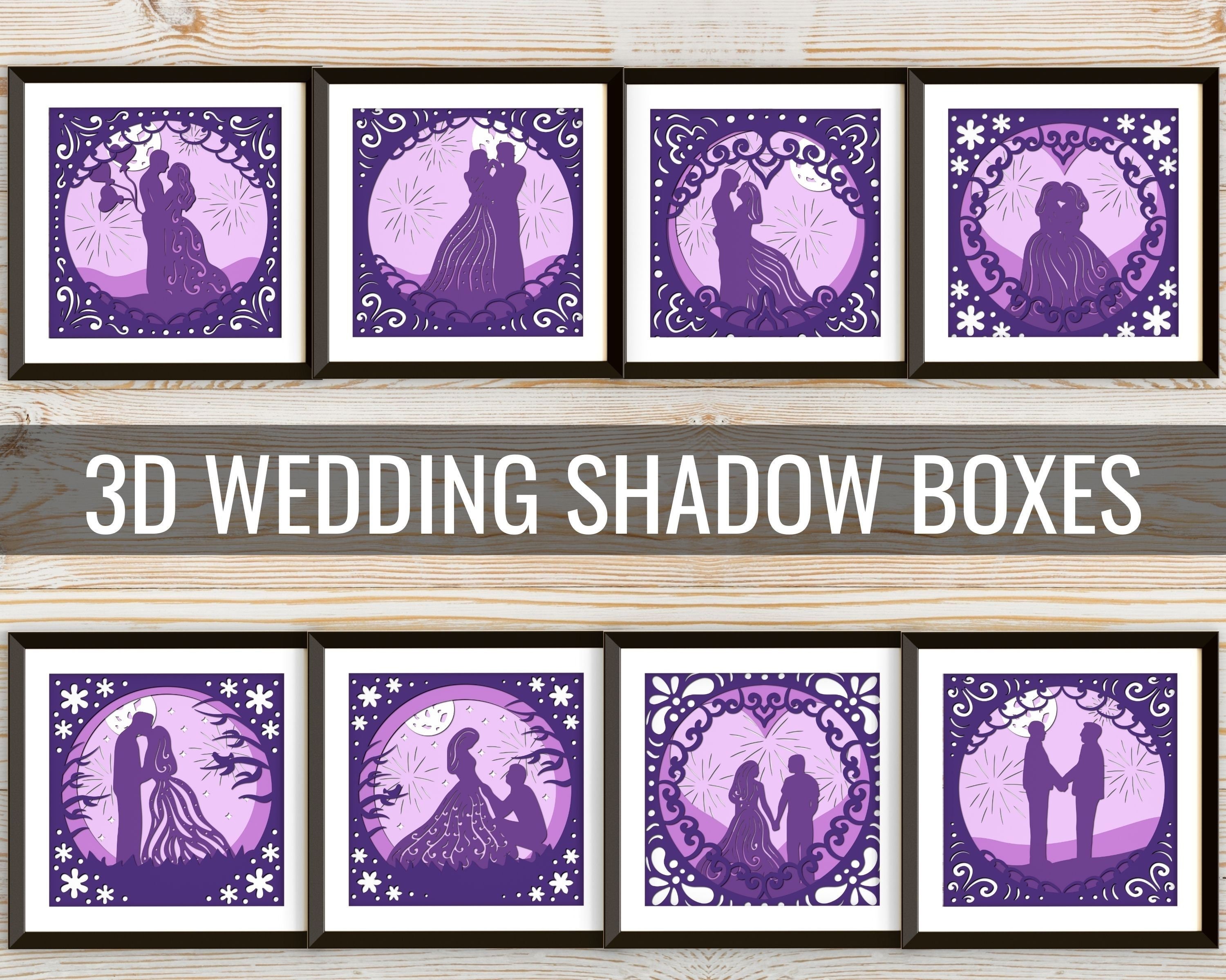 3D Wedding Shadow Box Template