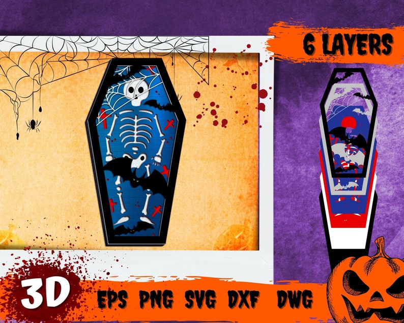 Halloween Coffin 3D Svg Bundle, Layered SVG Cut Files, Instant Download ...