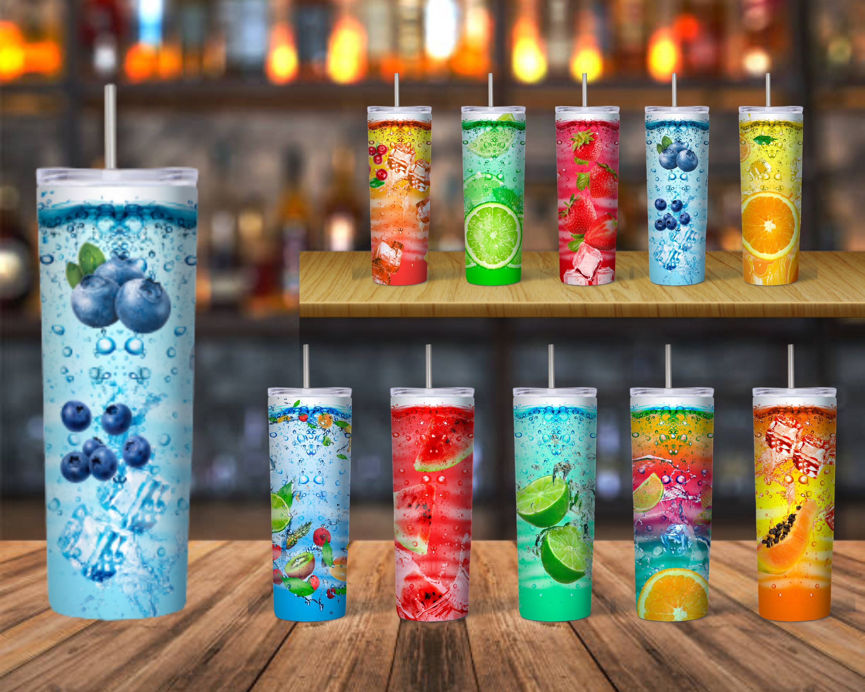Cocktail Tumbler Sublimation Seamless Pattern Skinny Tumbler Etsy