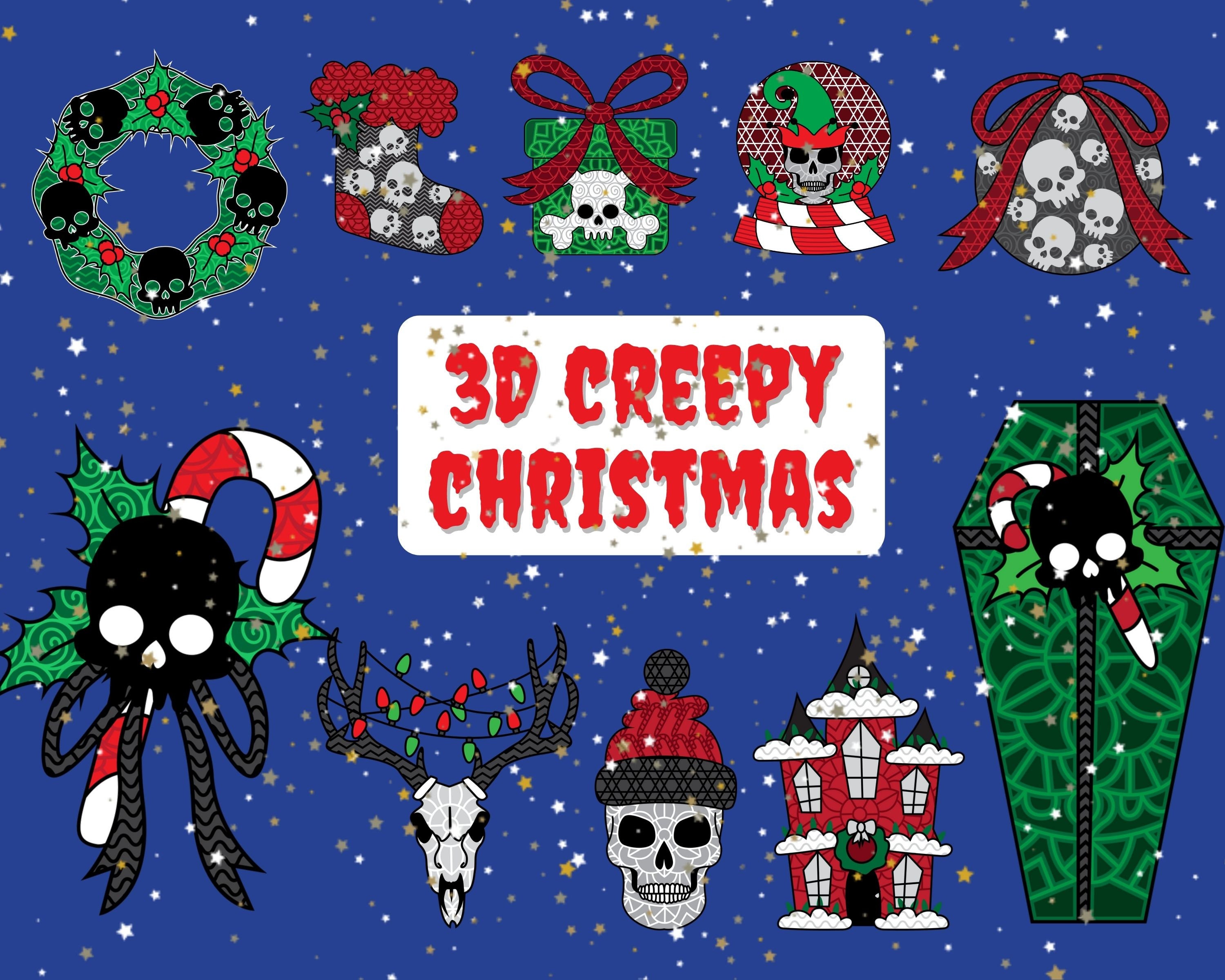 3D Creepy Christmas SVG Bundle Layered SVG Cut Files Instant | Etsy