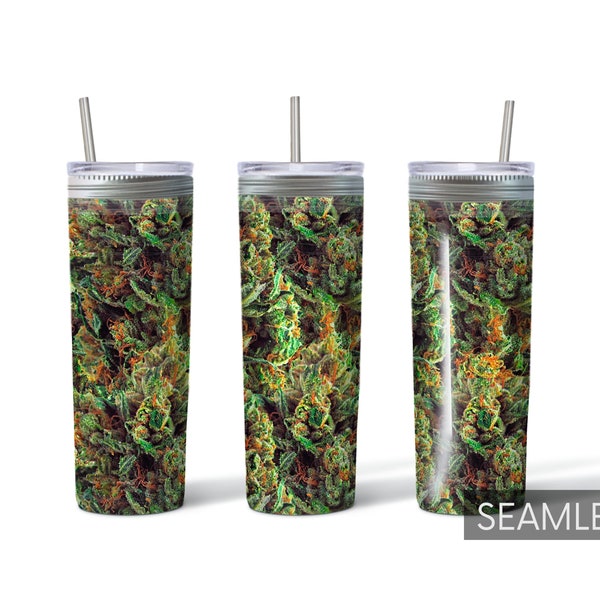 Cannabis Tumbler Sublimation, Seamless Pattern, Skinny Tumbler Wrap 20 oz Designs Download, PNG 300 Dpi, Marijuana, Dope, Weed