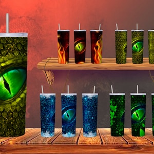 Dragon Eye Tumbler Sublimation, Seamless Pattern, Skinny Tumbler Wrap 20 oz Designs Download, PNG 300 Dpi, Eyes