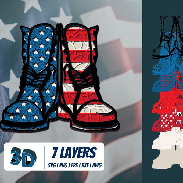 3D Patriotic Shoes SVG , Layered Svg Cut Files, instant download, commercial use, clip arts, svg, png, America, Patriotic, Memorial Day