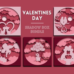 3D Valentines Shadow Box SVG Bundle, Layered SVG Cut Files, instant download, commercial use, clip arts, svg, png, Mandala, Zentangle