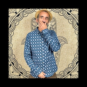 Long sleeve shirt, cotton shirt, psychedelic shirt, men&#39;s shirt, Boho style, vintage, ethnic shirt