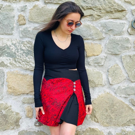 Jupe courte jupe boho jupe festival jupe en coton jupe gitane jupe hippie vintage jupe indienne jupe ethnique ethno chic minijupe Etsy France
