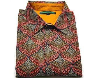 Camicia Etnica floreale Vintage Uomo in Cotone 100% floreale Artigianale  Stile Boho Hippie Tribal Retro Moda Alternativa Festival bohémien