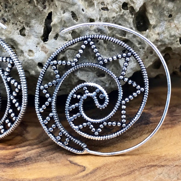 Tribal earrings spiral earrings gipsy earrings hippie earrings ethnic jewelry ethnic earrings boho style orecchini a spirale