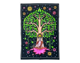 batik buddha printed on cotton tapestry poster picture