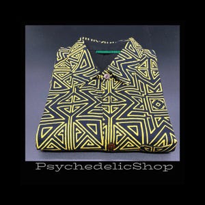 geometric shirt psychedelic shirt vintage shirt cotton shirt men&#39;s shirt short sleeve shirt