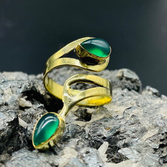 Anello In Argento Sterling 925 Fatto A Mano Con Pietre Naturali – Onice, Agata, Occhio Di Tigre, Turchese – Misura 11