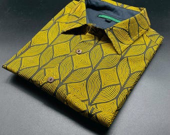 Camisa de algodón para hombre, camisa vintage, camisa étnica, camisa psicodélica