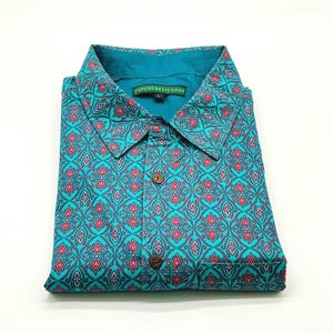 Camicia Etnica floreale Vintage Uomo Cotone 100% floreale Artigianale Stile Boho Hippie Tribal Retro Moda Alternativa Festival psichedelica