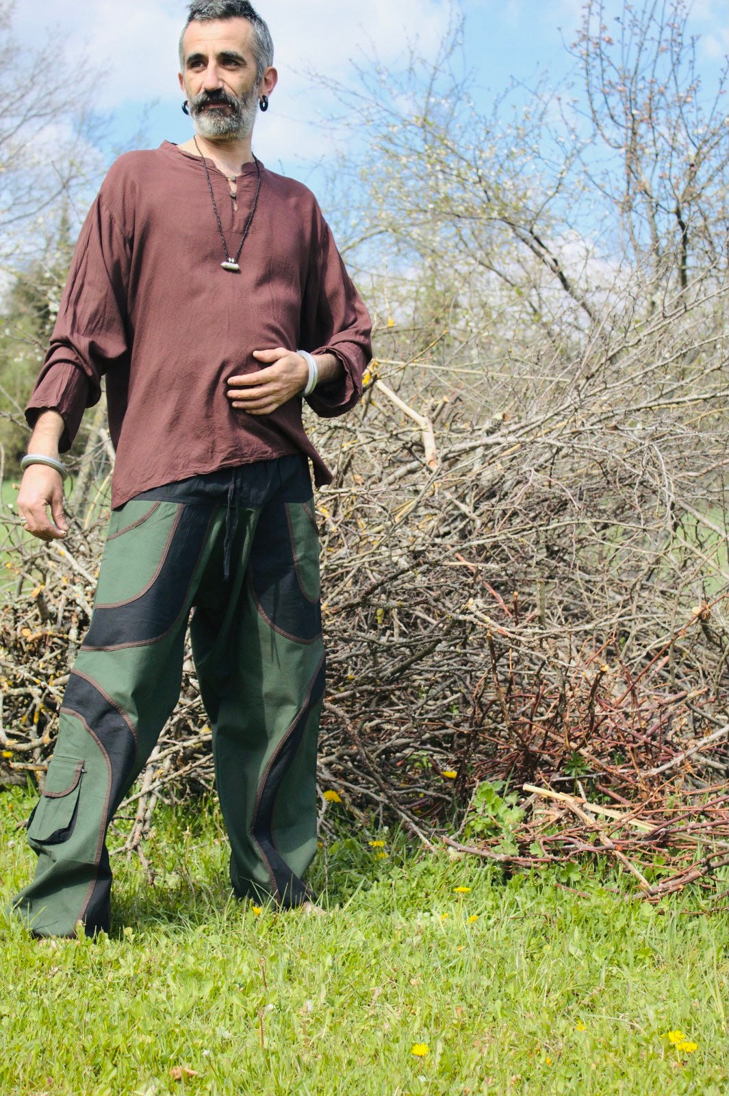 Stile Etnico Pantaloni Bracaloni Uomo Pantaloni Uomo Cotone,boho