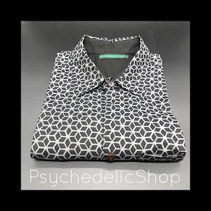 geometric men&#39;s shirt vintage shirt cotton shirt tribal shirt ethnic shirt psychedelic shirt