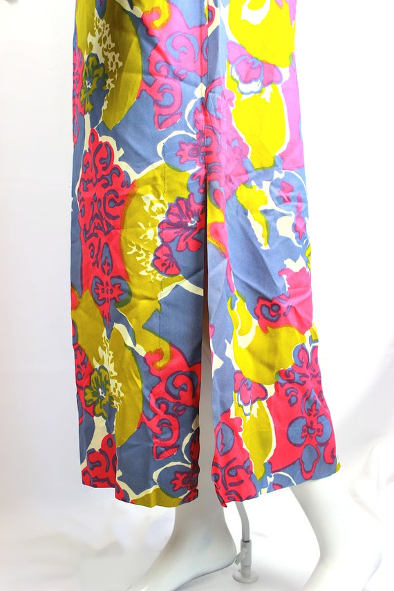 Vintage Hawaiian Dress Long Silk Floral Colorful … - image 6