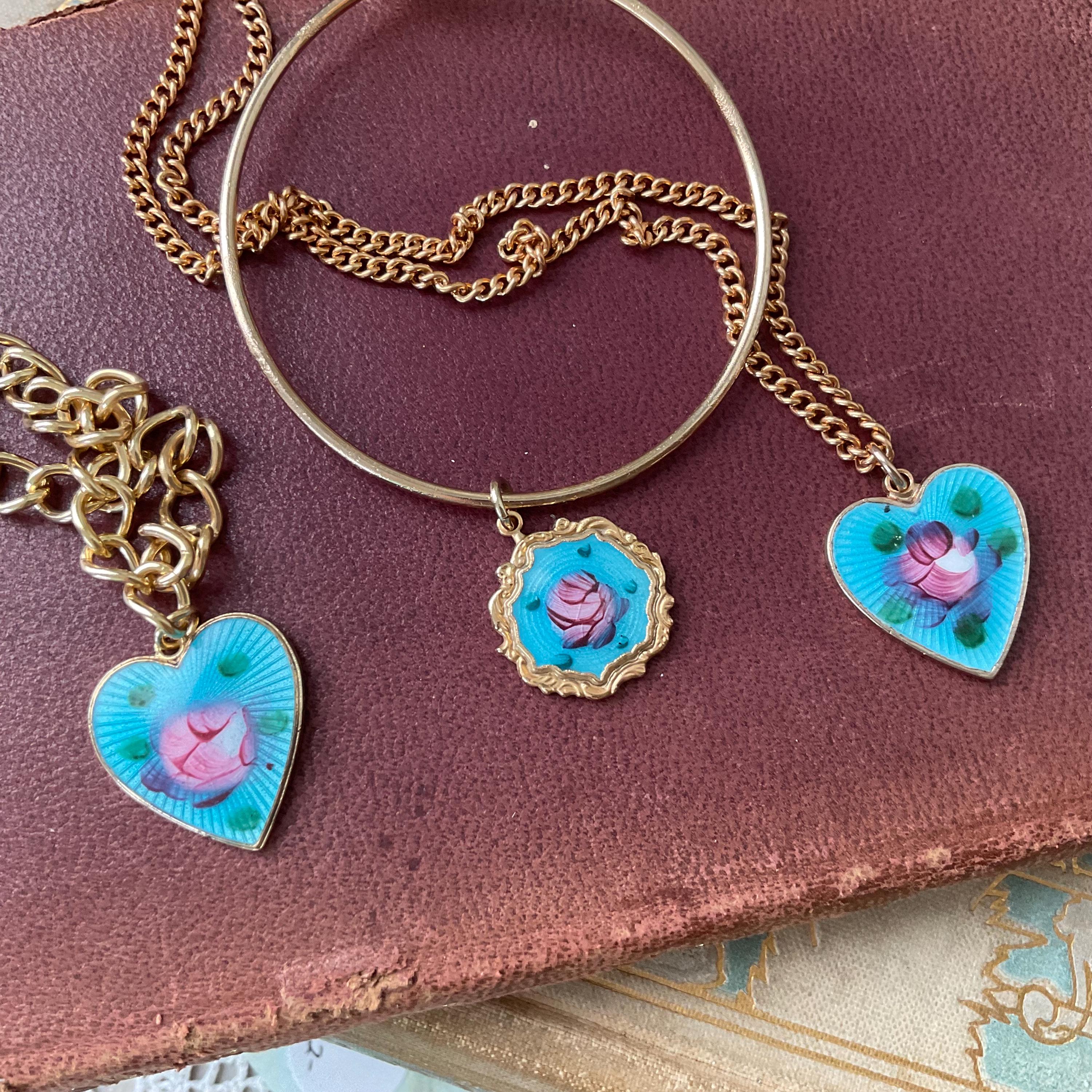 Heart- Vintage Childs Sarah Coventry Enamel Heart Necklace