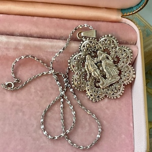 Jacquelyn - Necklace Vintage Sterling Silver Stamped Marie Antoinette Pendants Silver Plated NOS Chain High Quality Jewelry Gift for Women