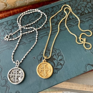 Serenity Prayer Coin Necklace – Antiqued Pewter Token, Brass or Silver Chain