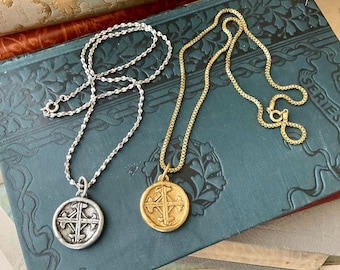 Serenity Prayer Coin Necklace – Antiqued Pewter Token, Brass or Silver Chain