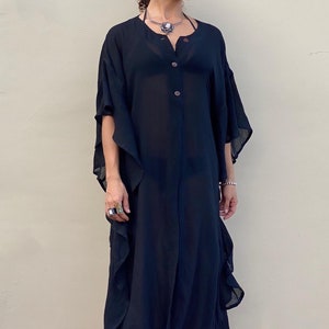 Black Beach Cover Up made of Cotton Gauze / pool cover up black / resort wear for women / gauze cover up / pool party dress / summer dress