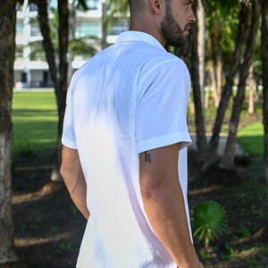 Handmade Short Sleeve Bamboo Casual Shirt for Men Eco-Friendly Coconut Buttoned Shirt Sustainable Men's Organic Clothing image 2