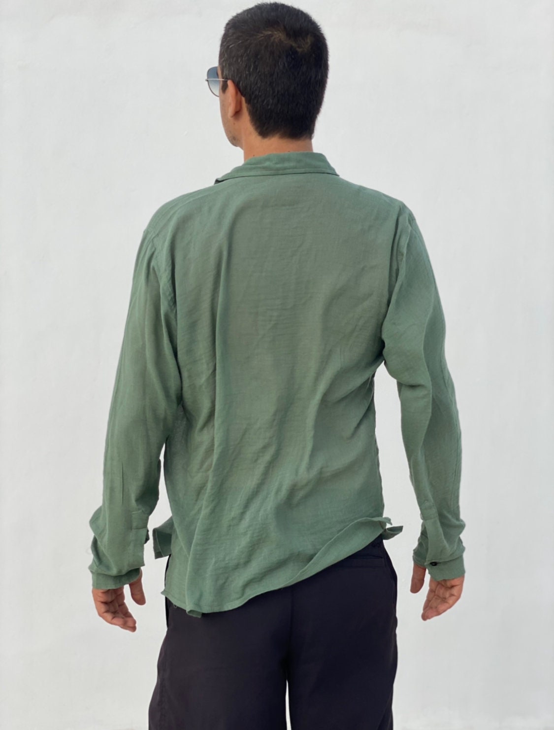 Olive green long sleeve shirt / authentic shirt / long sleeve Etsy