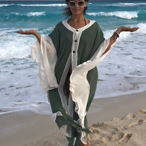 BEACH COVER UP, Swimsuit Cover Up, Firefly Gauze Sheer Kaftan Elegant And Exotic Resort Cover Up, Resort Wear For Women, bamboo gauze sheer
