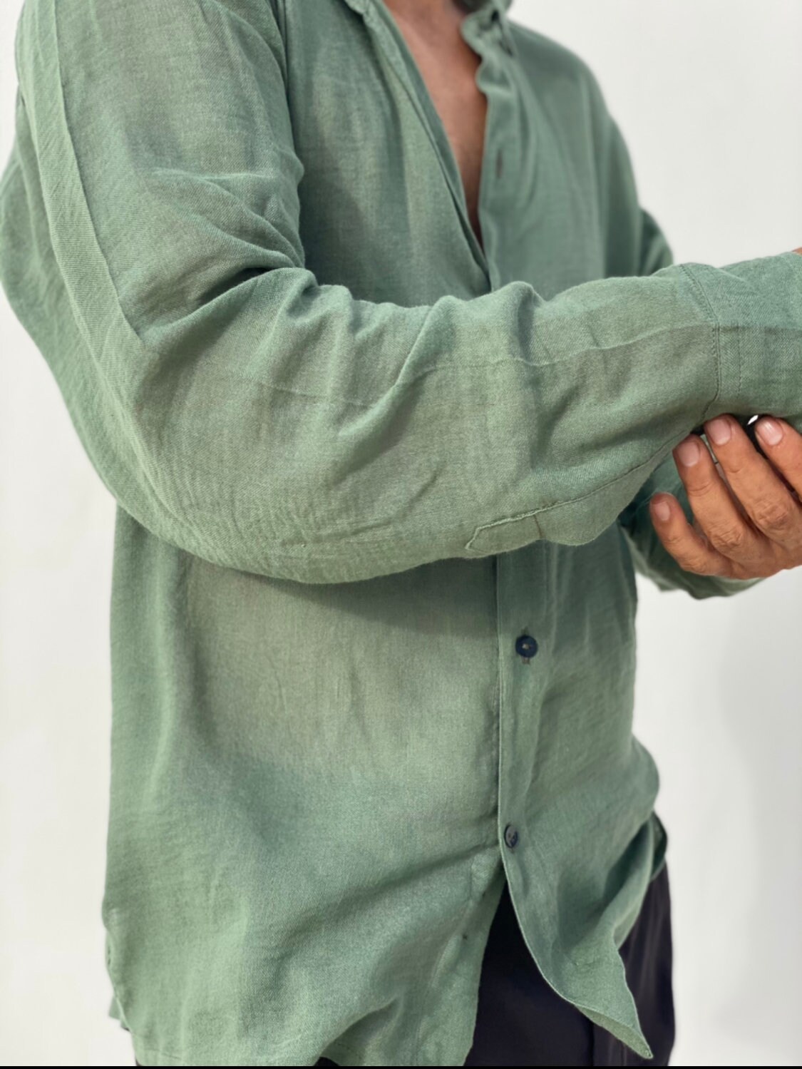 Olive green long sleeve shirt / authentic shirt / long sleeve Etsy