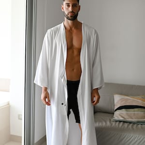 white Kimono / kimono man / man kimono robe / men slow fashion / Soft kimono made of bamboo and cotton.  / meditation robe