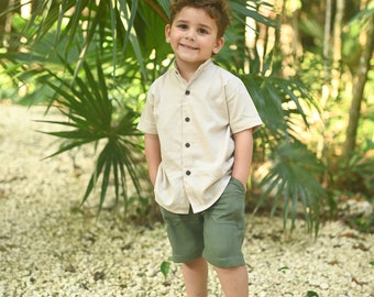 short sleeve button-up shirt for kids Eco friendly soft fabrics shirt for kids bamboo shirt blouse for boys sustainable fashion