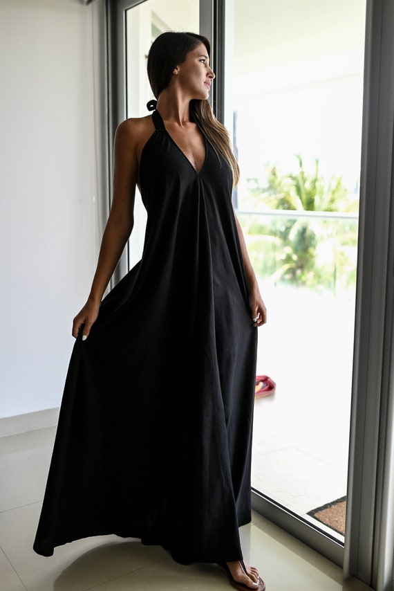 Elegant Halter Style Backless Maxi Dress Handmade Resort Wear for Beach  Weddings Sizes XS-XXXL Various Colors Available 