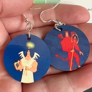 Emperor’s New Groove Inspired Jewelry: Angel & Devil Kronk Earrings Sterling Silver