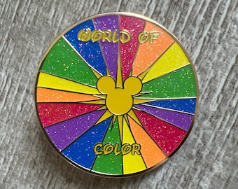 World of Color Pin | Mickeys Fun Wheel | California Adventure | DCA | Gold Metal Pin | Rainbow Glitter | 2 Inch Metal Pin | Disney Pin