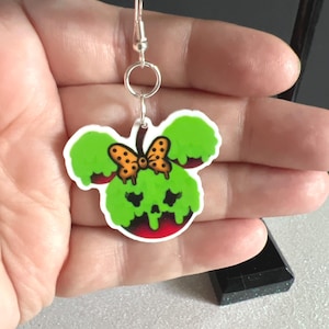 Minnie Poison Apple Earrings | Handmade Disney-Inspired Jewelry | Hypoallergenic Sterling Silver Hooks | Acrylic Dangle Earrings