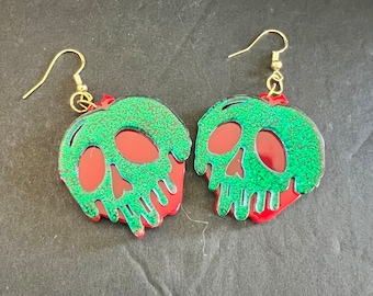 Poison Apple Earrings | Acrylic Earrings | Glitter Earrings | Handmade | Earrings | Hypoallergenic | Snow White Cosplay