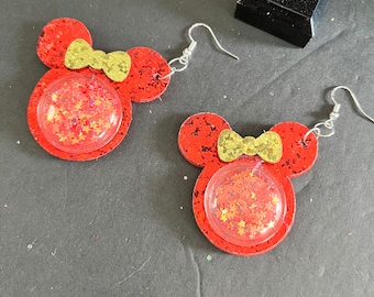 Red & Yellow Mickey Shaker with Holo Glitter Stars | Cosplay Jewelry | Bound Jewelry | Work Jewelry | Disney Bound | Disney Jewelry