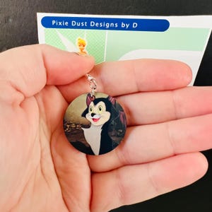 Figaro Cat Earrings | Sublimation Disney-Inspired Jewelry | Sterling Silver Hooks | Pinocchio Minnie Cat Gift for Her | 1” Circle earrings