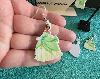 Princess Tiana’s Green Dress Earrings | Acrylic Earrings | Handmade | Earrings | Hypoallergenic | Princess and the Frog | Tianas Dress